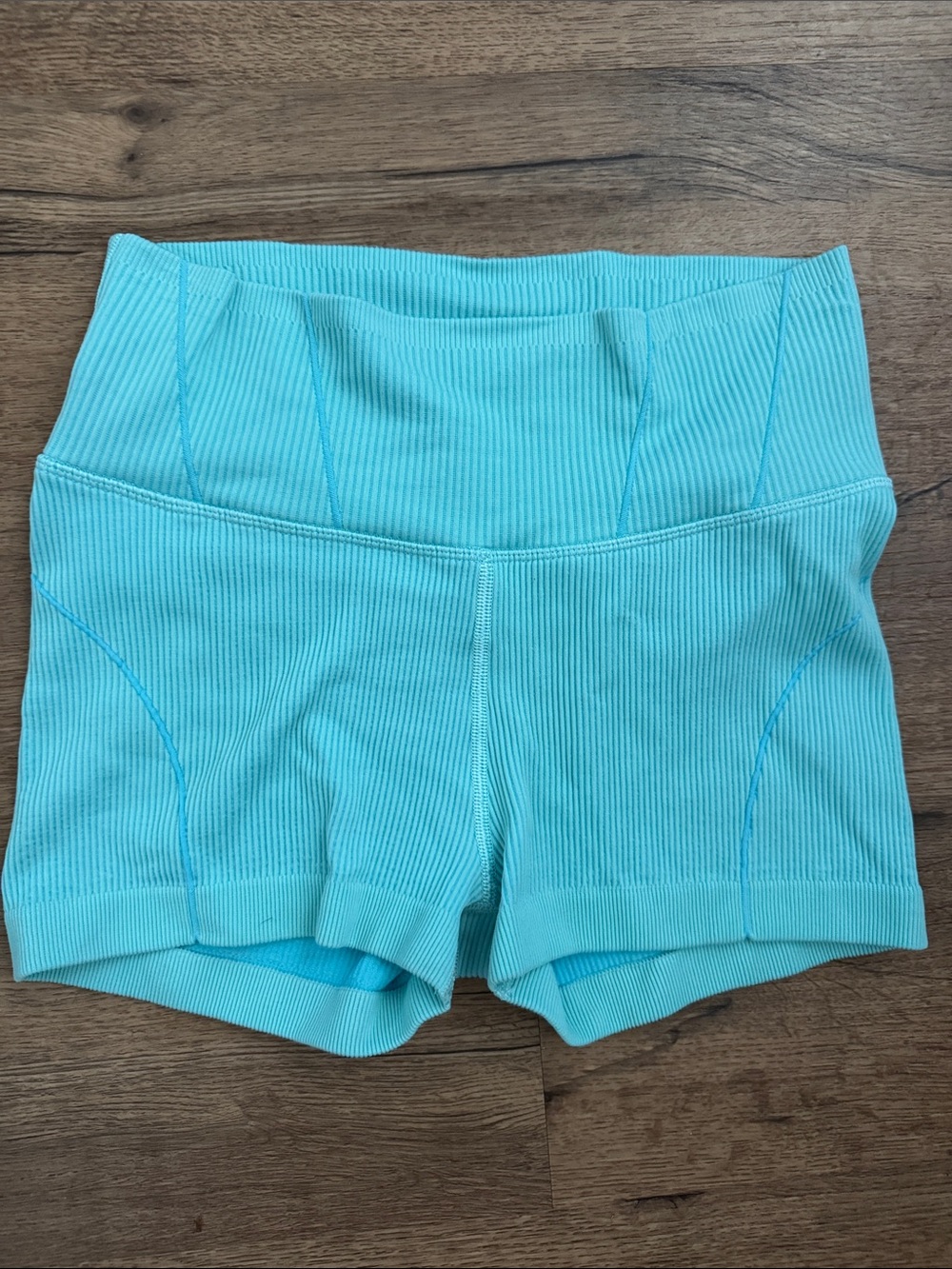 aerie Ribbed Turquoise High-Waist Athletic Shorts